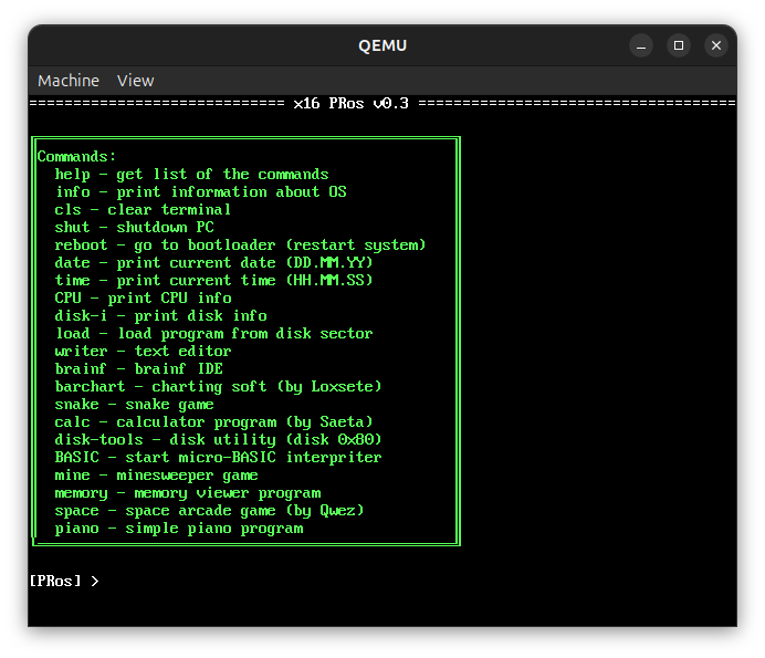 x16 PRos system screenshot